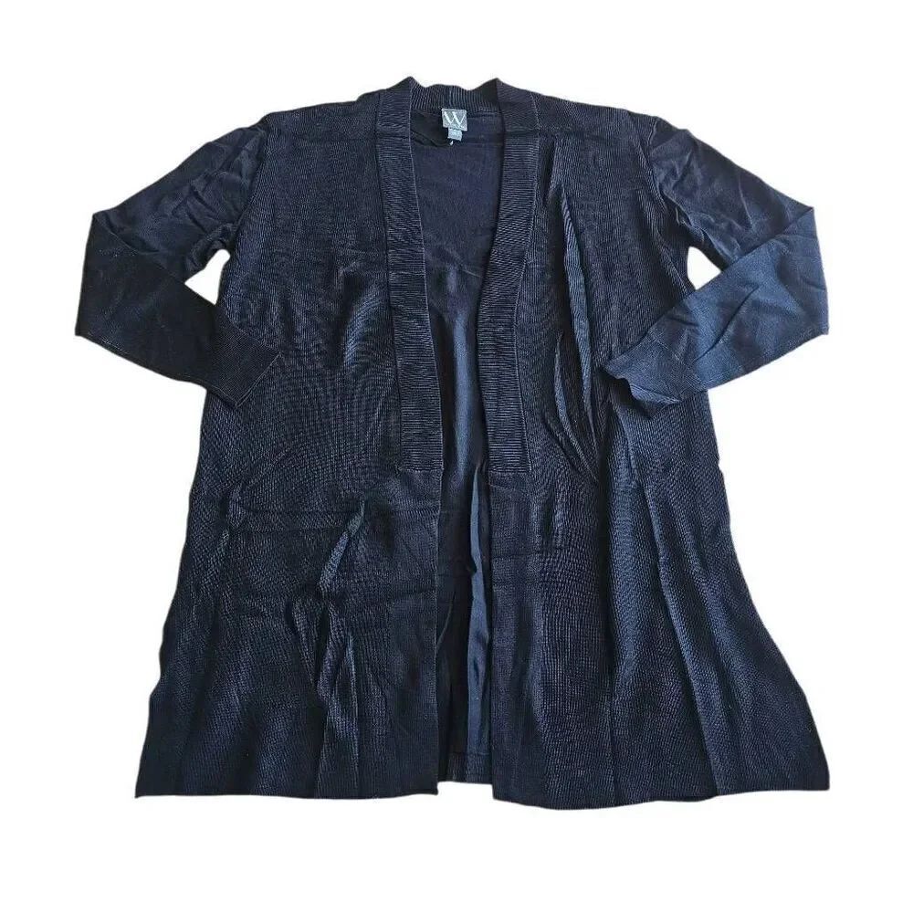Worthington womens Sz L black open split sides  cardigan